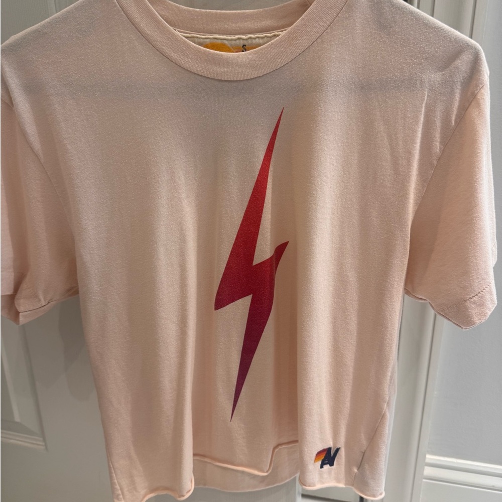Aviator Nation Women’s small Pink Lightning Bolt T-Shirt